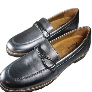 Trotters Women Sz: 8.5 Silver Fiora Flat Leather Flat Slip-in Loafer Shoe Y2K[6A